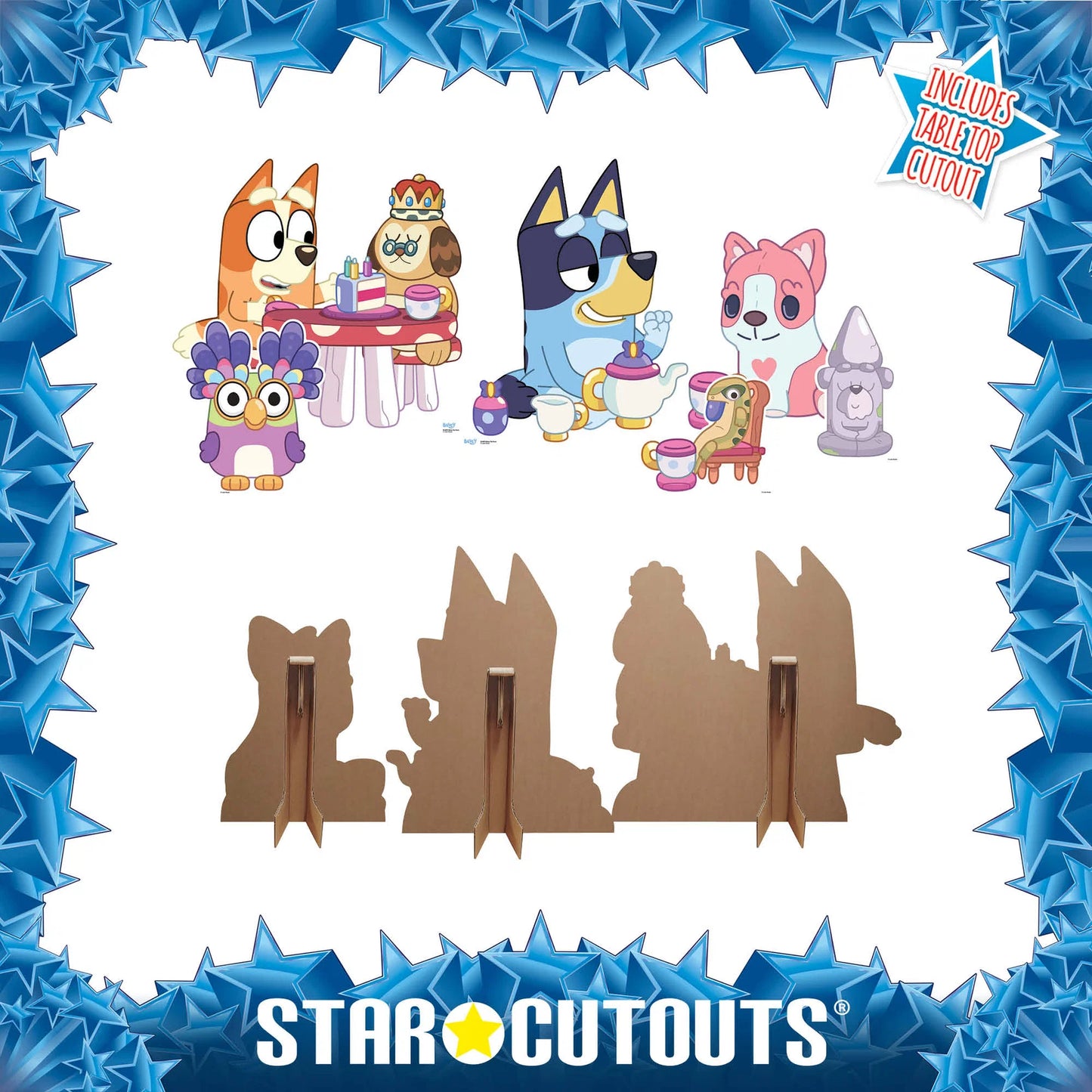 Bluey Bingo & Friends Tea Party Star Mini Bundle - Wall & Floor Decoration Cardboard Cutout Height 55cm