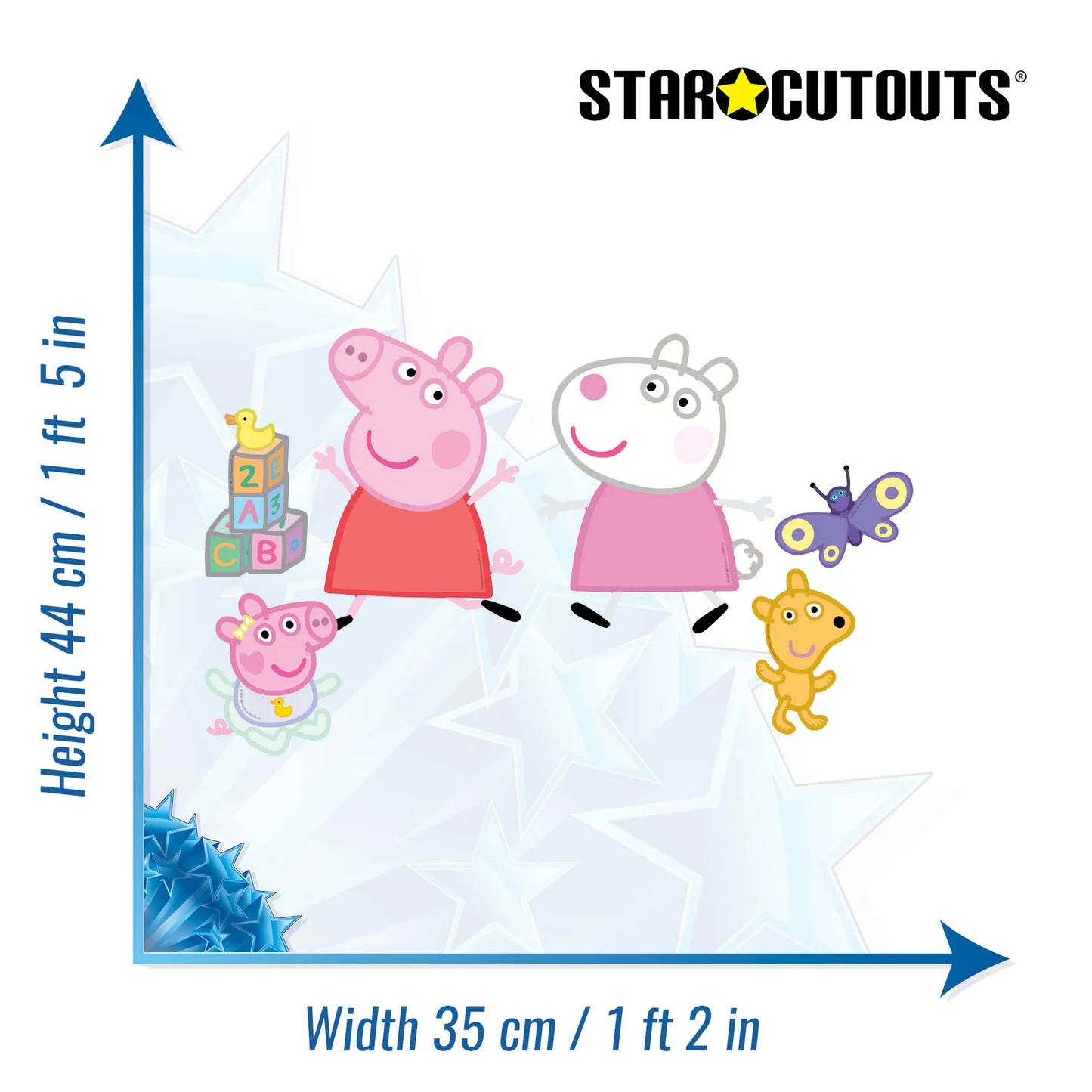 Peppa Pig, Baby Evie and Suzy Sheep Wall Decoration Pack Cardboard Cutouts Height 44cm