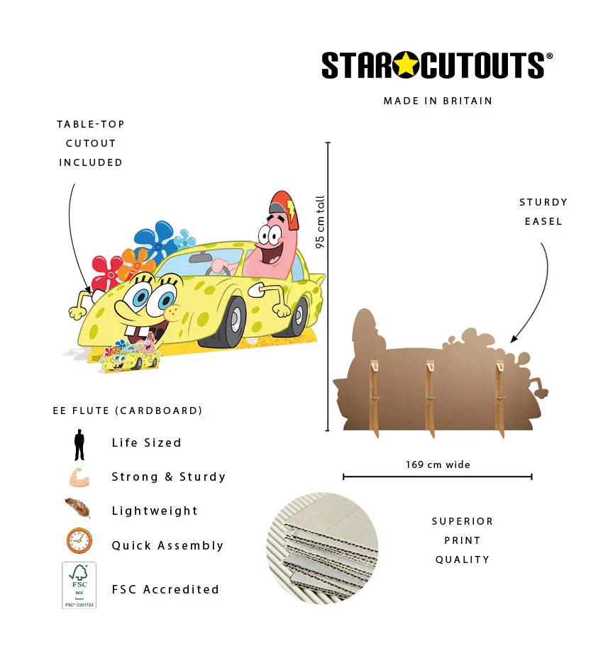 Patrick Star with SpongeBob Car Cardboard Cutout Height 95cm