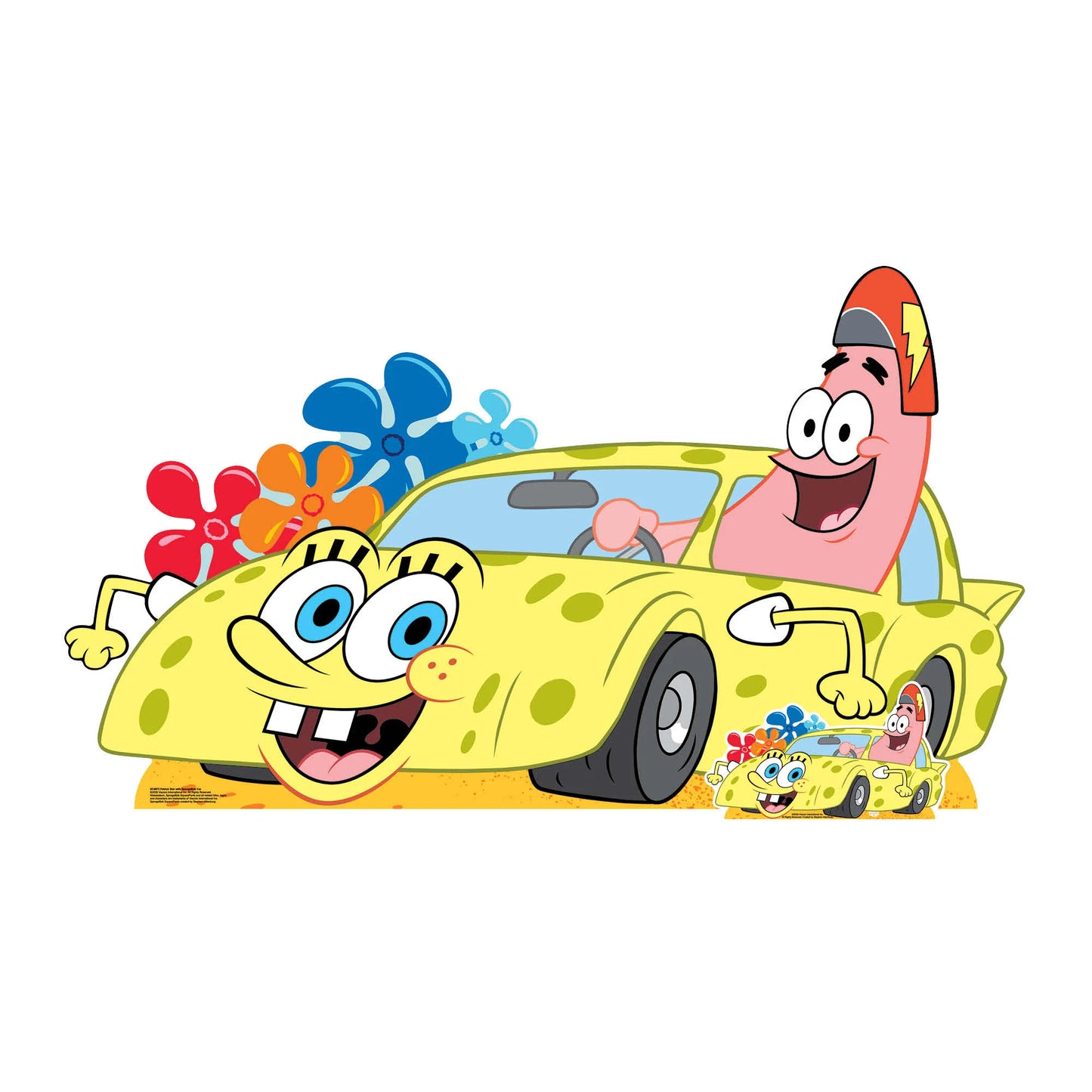 Patrick Star with SpongeBob Car Cardboard Cutout Height 95cm