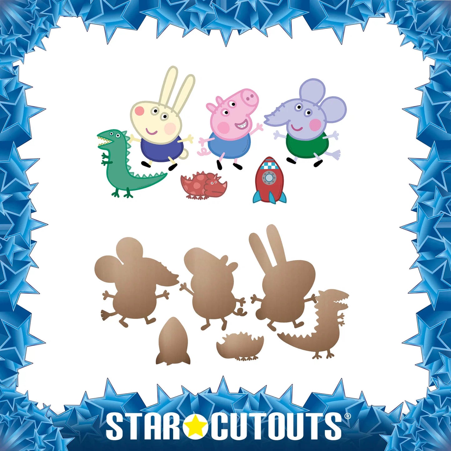 George Pig, Edward Elephant & Richard Rabbit Wall Decoration Pack Cardboard Cutouts Height 34cm