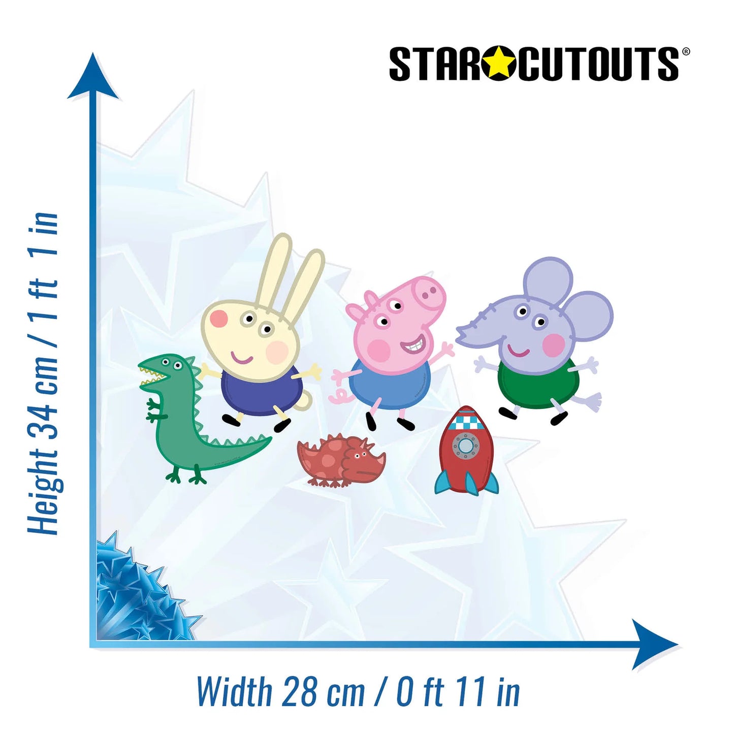 George Pig, Edward Elephant & Richard Rabbit Wall Decoration Pack Cardboard Cutouts Height 34cm
