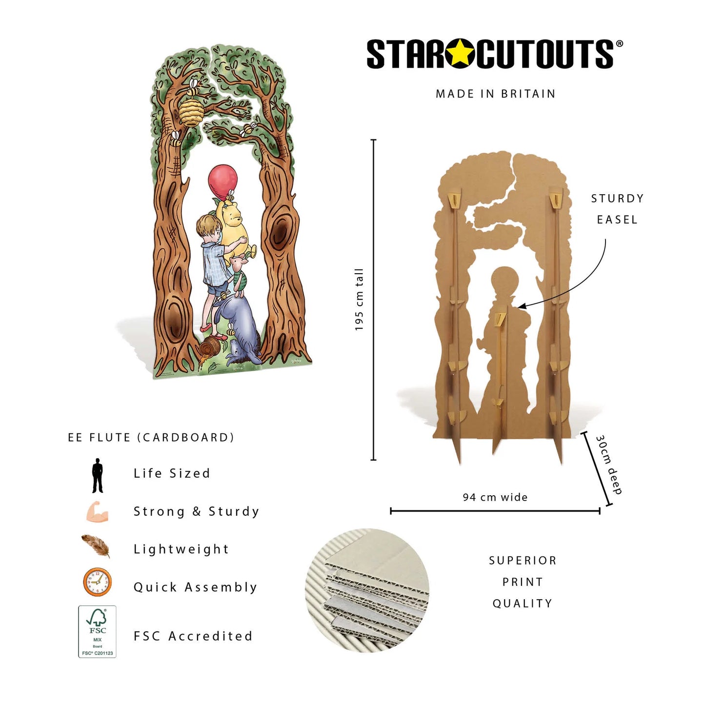 Winnie & Tree Arch Decorations Triple Pack Cardboard Cutout Height 195cm