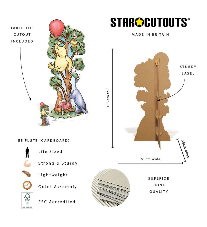 Winnie in Tree with Donkey Cardboard Cutout Height 183cm