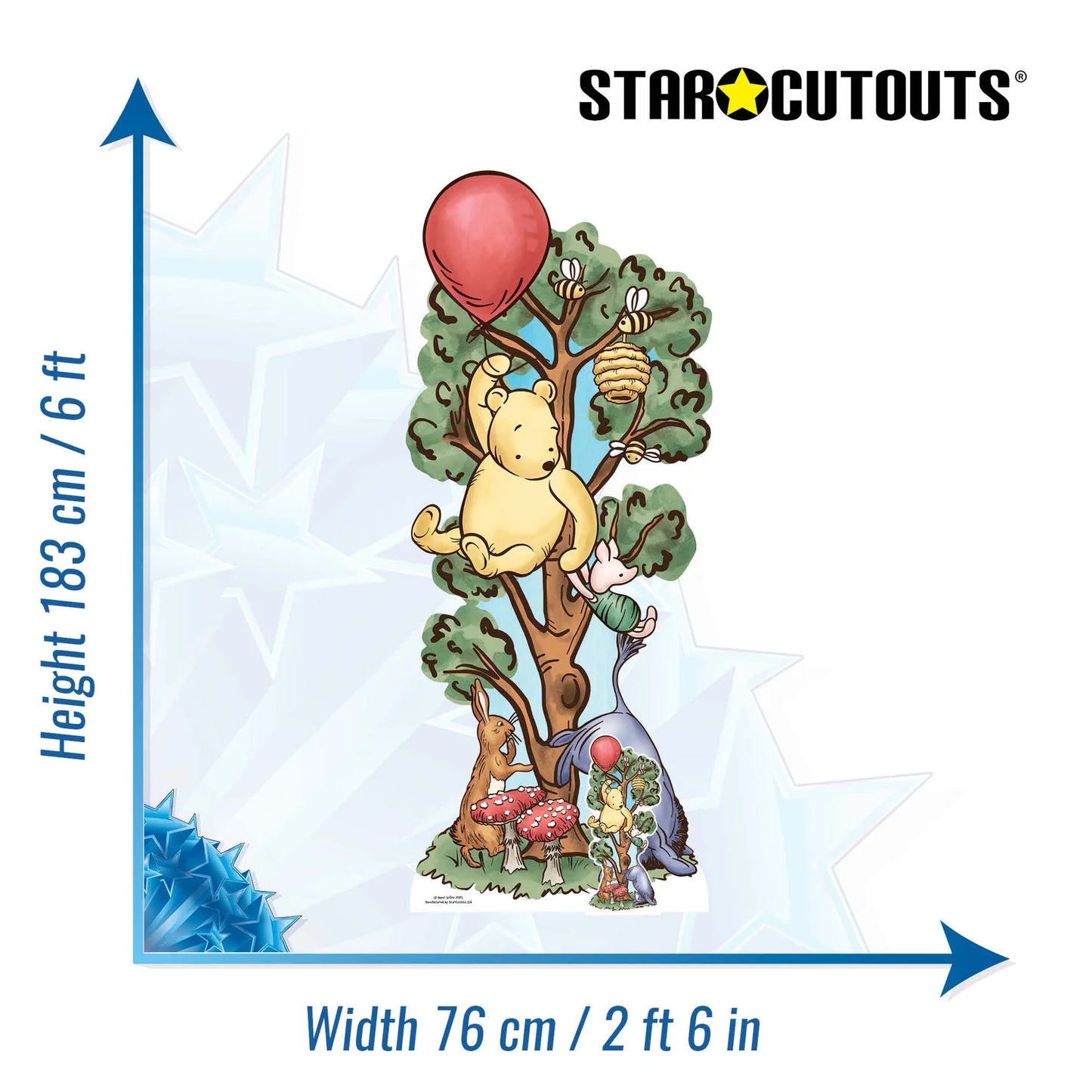 Winnie in Tree with Donkey Cardboard Cutout Height 183cm