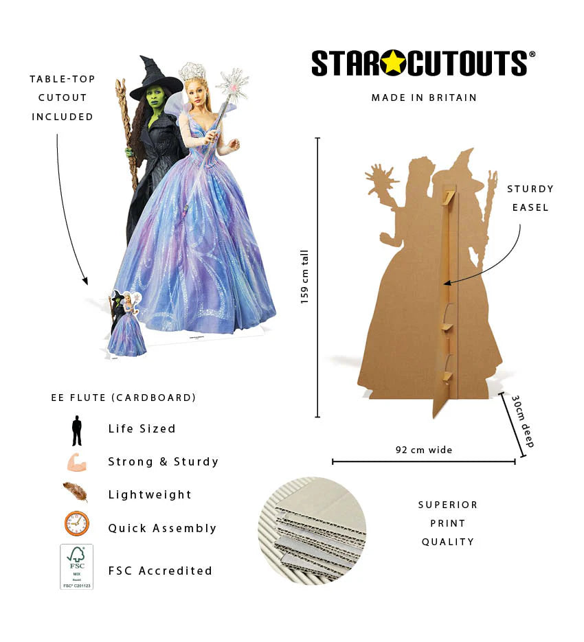 Wicked For Good Glinda & Elphaba Double Cardboard Cut Out 159cm - Anilas UK