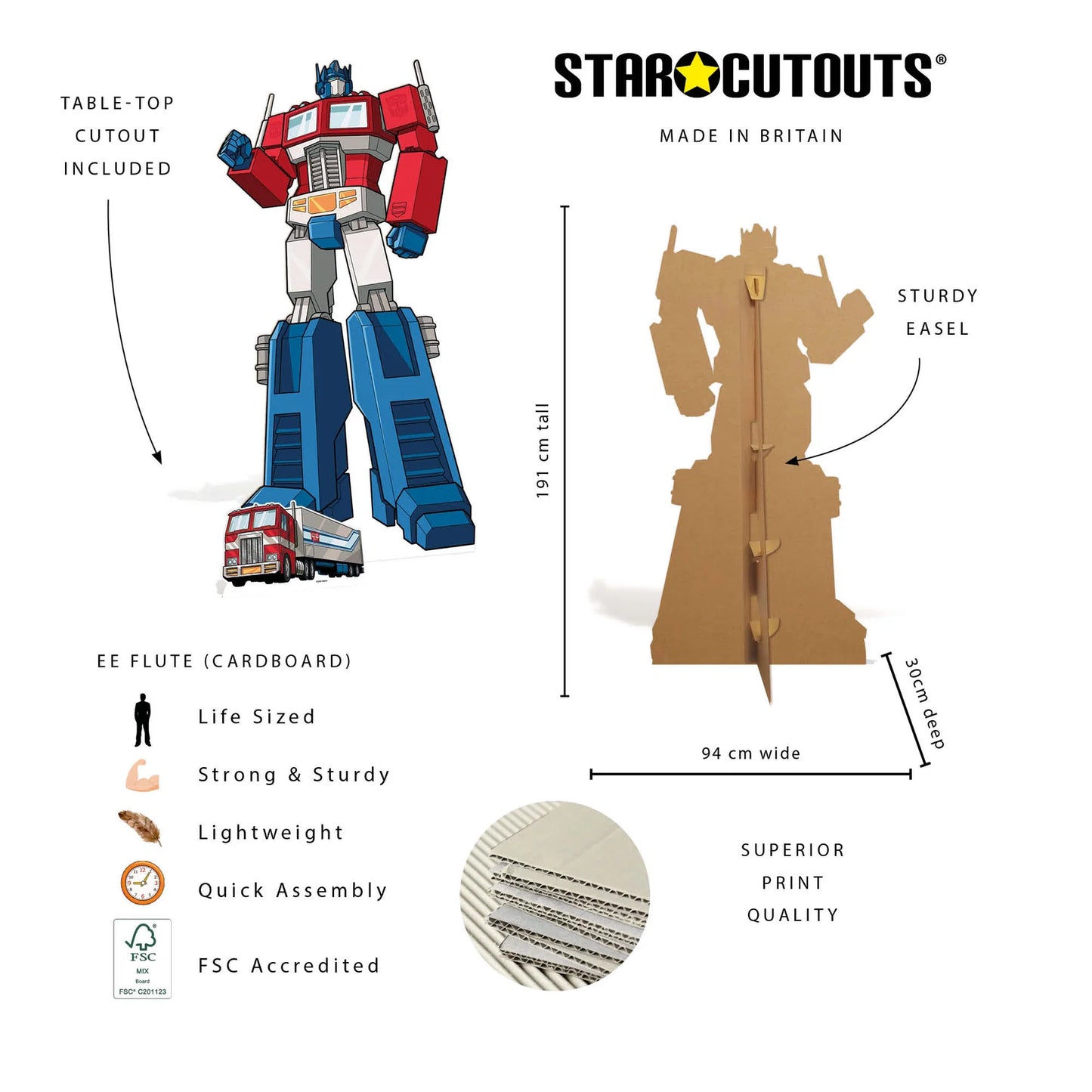 Optimus Prime Transformers Animation Cardboard Cutout Height 191cm