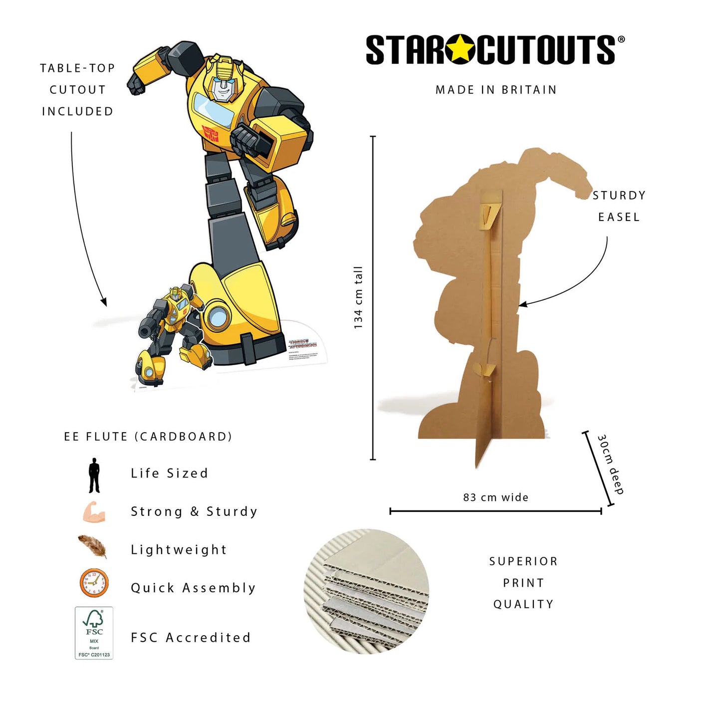 Bumblebee Transformers Animation Cardboard Cutout Height 134cm
