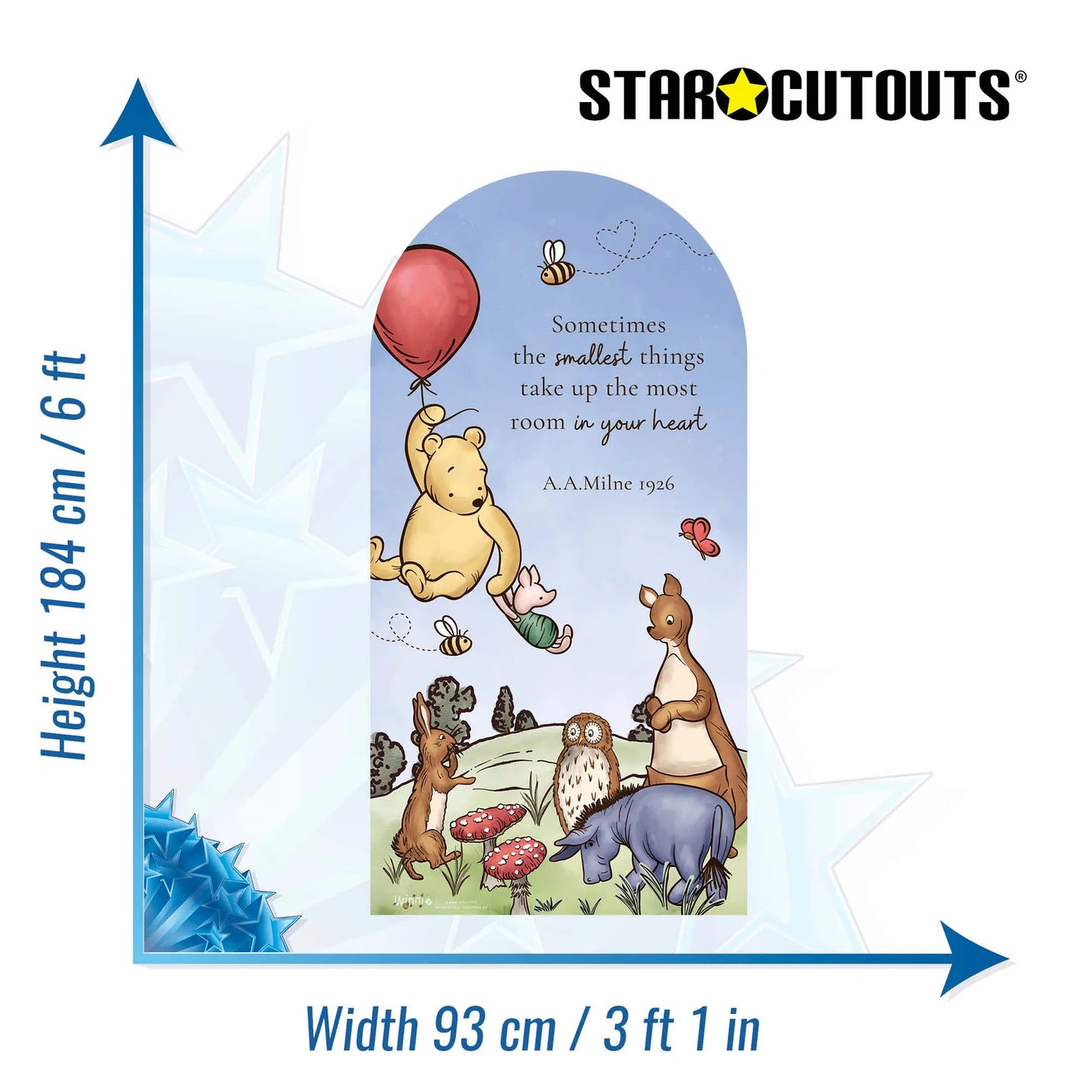 Winnie Bear Sailboard Sky Blue Cardboard Cutout Height 184cm