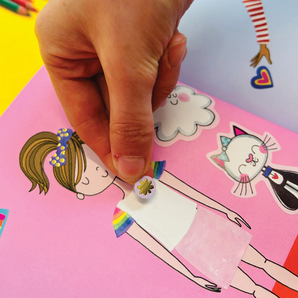 GRL PWR Dress Up Sticker Scene & Colouring Book by Rachel Ellen Designs - Anilas UK