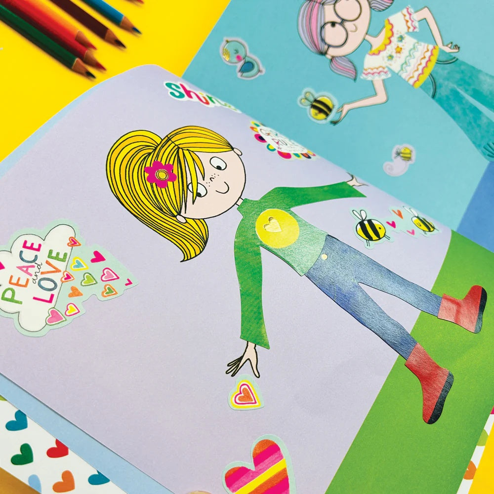 GRL PWR Dress Up Sticker Scene & Colouring Book by Rachel Ellen Designs - Anilas UK