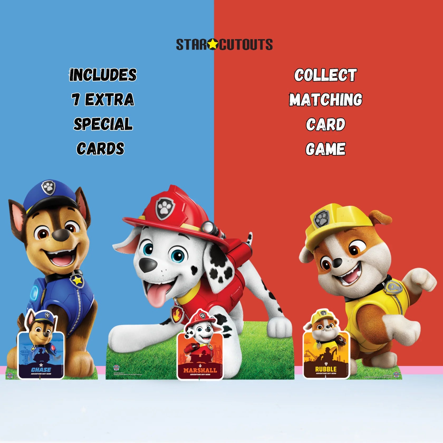 Chase, Marshall and Rubble Paw Patrol Multi Pack Bundle Cardboard Cut 66cm - Anilas UK