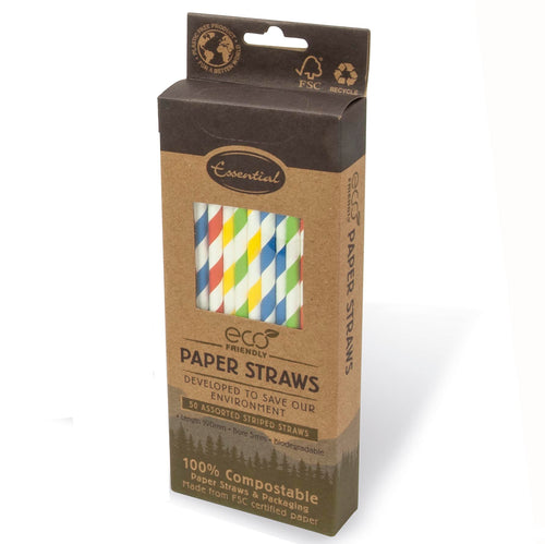 Assorted Stripe Paper Straws (Pack of 50) - Anilas UK