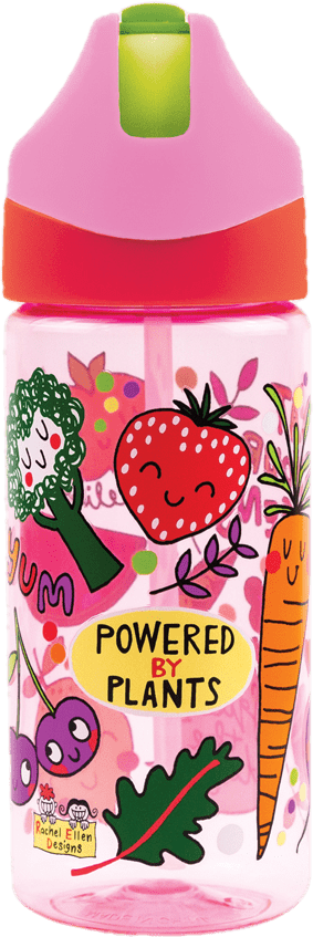 Rachel Ellen Designs Eat Your Greens Theme Children's  Water Bottle with Straw - Anilas UK