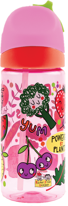 Rachel Ellen Designs Eat Your Greens Theme Children's  Water Bottle with Straw - Anilas UK