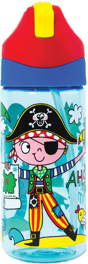 Rachel Ellen Designs Pirate Theme Children's  Water Bottle with Straw - Anilas UK