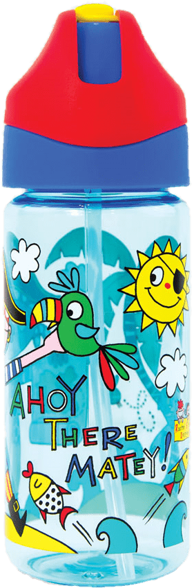 Rachel Ellen Designs Pirate Theme Children's  Water Bottle with Straw - Anilas UK