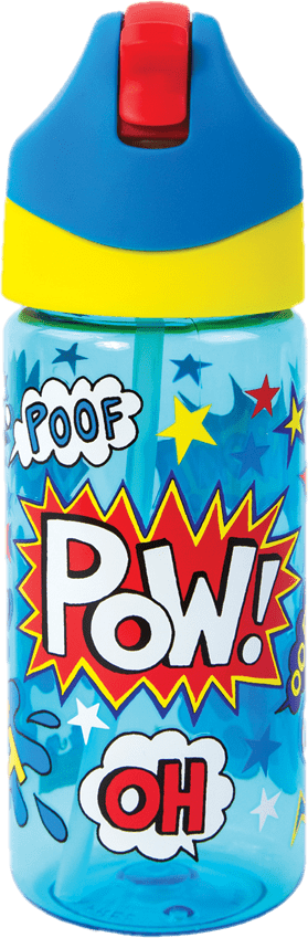Rachel Ellen Designs Superhero Theme Children's Water Bottle with Straw - Anilas UK