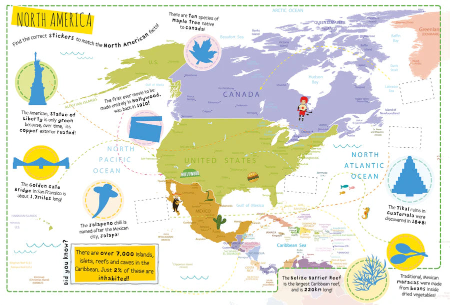 Discover The World Atlas Sticker Book - Find, Stick and Learn - Anilas UK