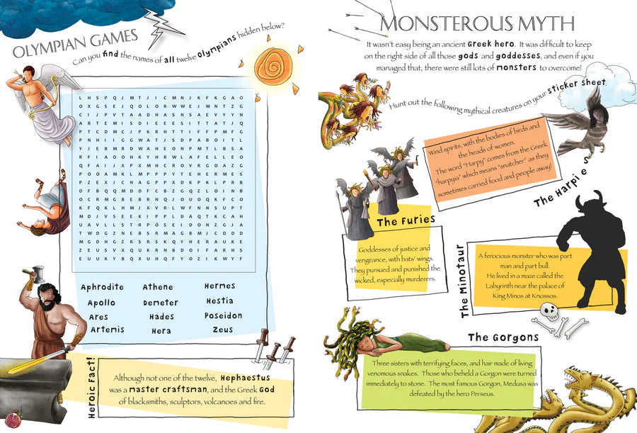 Discover Greek Myths Sticker Book - Find, Stick and Learn - Anilas UK