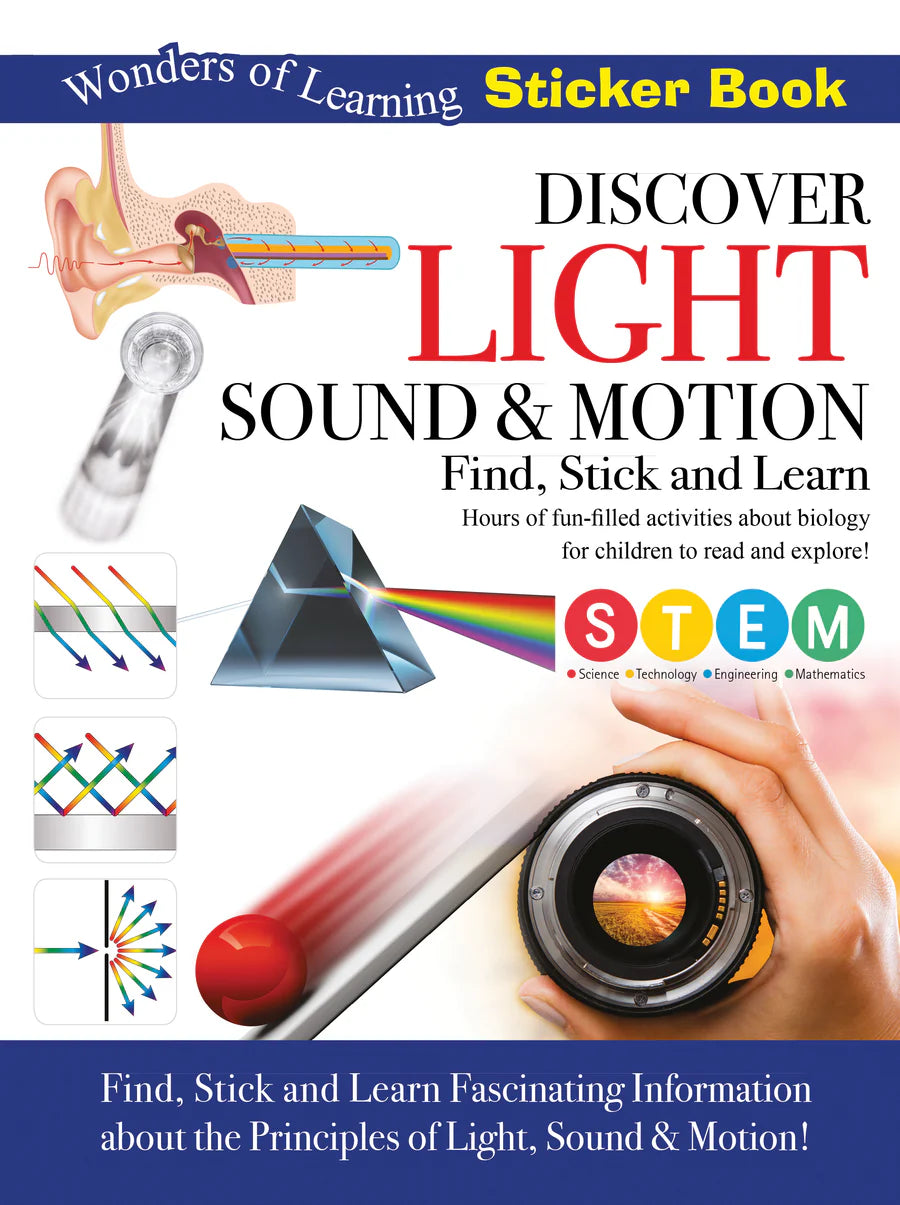Discover Light, Sound & Motion Sticker Book - Find, Stick and Learn - Anilas UK