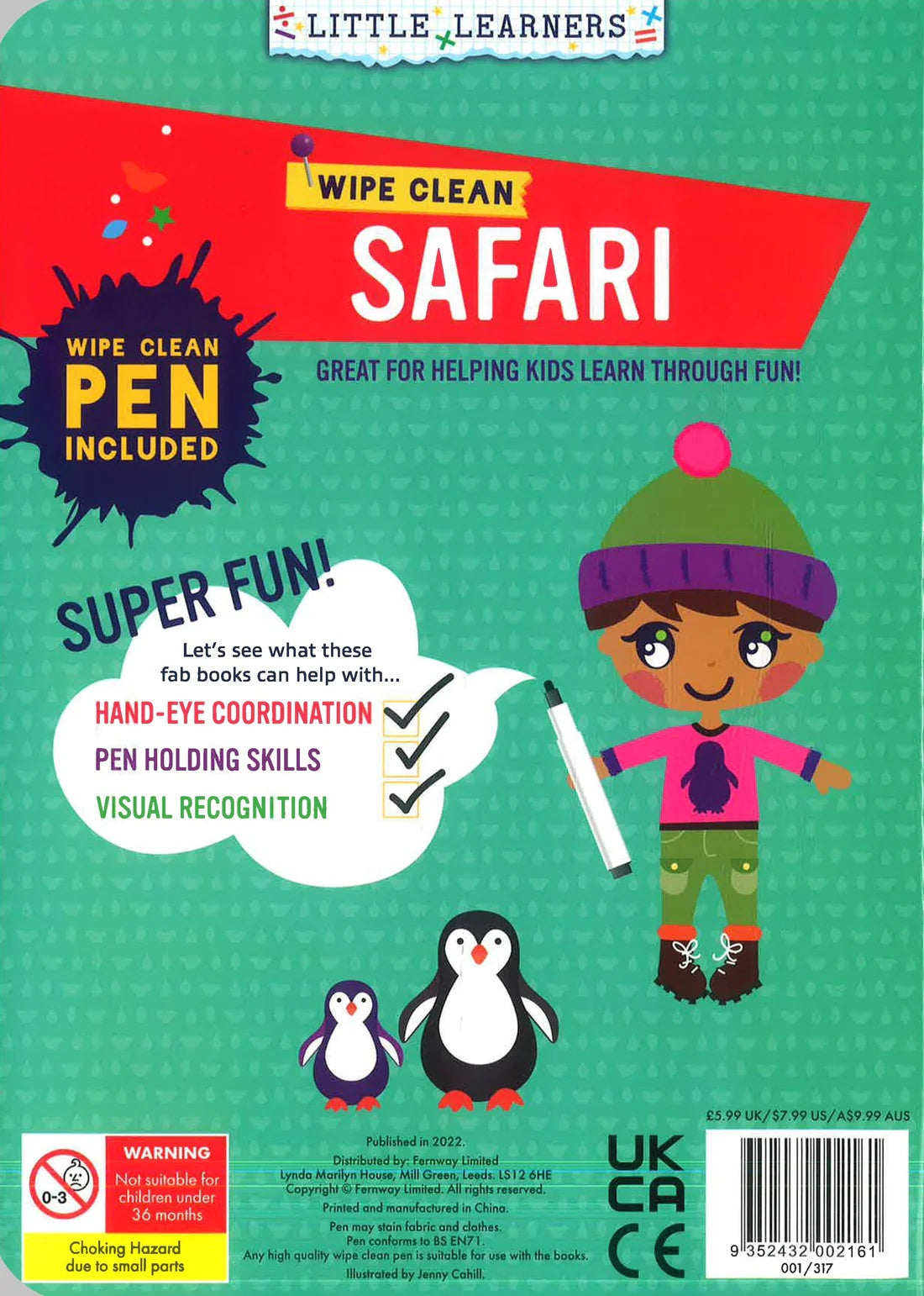 Safari Wipe Clean Book with Pen - Anilas UK