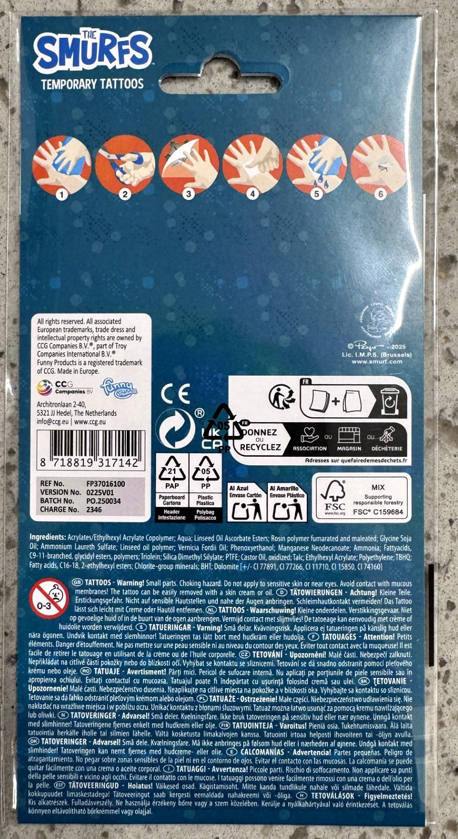 Smurfs Temporary Tattoos - Anilas UK