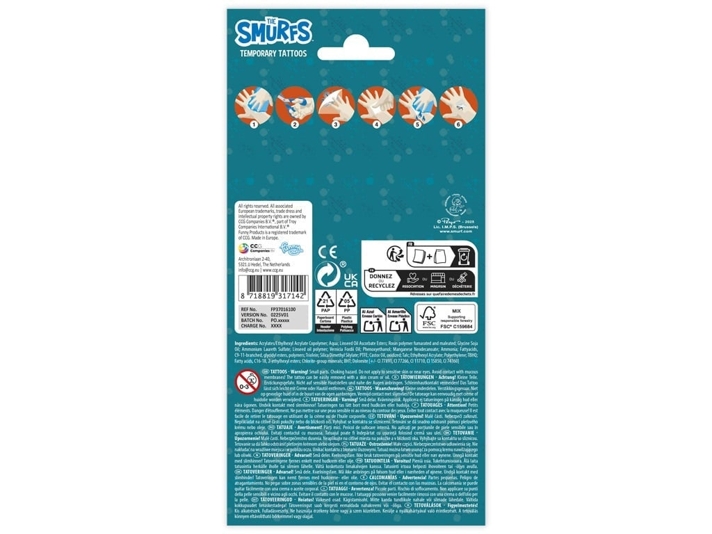Smurfs Temporary Tattoos - Anilas UK