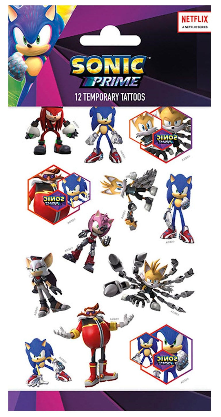 Sonic Prime Temporary Tattoos - Anilas UK