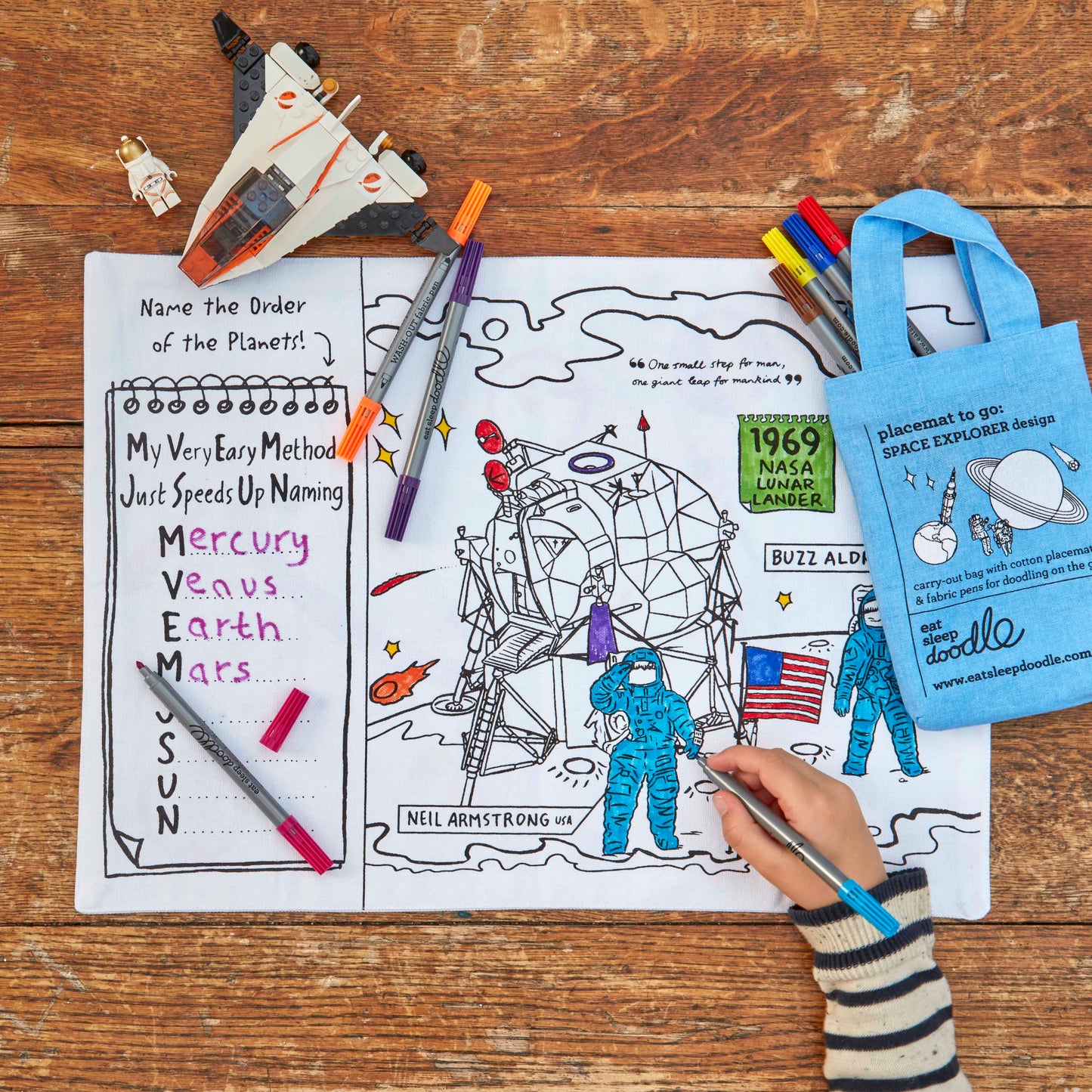 Eat Sleep Doodle's Space Explorer Placemat To Go & Colour In - Anilas UK