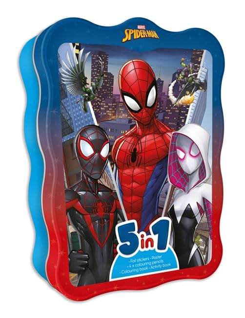Marvel Spider-Man 5 In 1 Activity Tin - Anilas UK