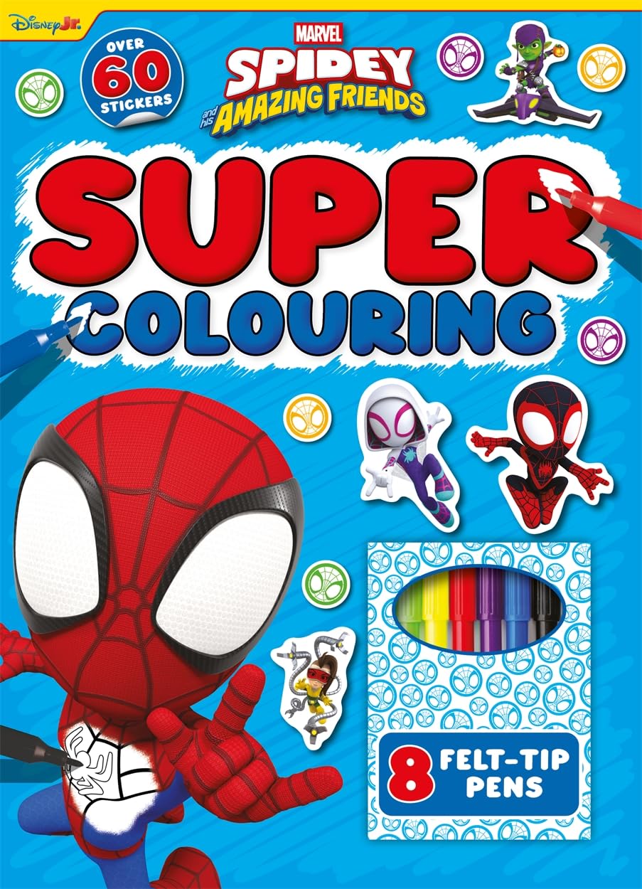 Marvel Spidey and Friends: Super Colouring Book (including 8 felt-tip pens) - Anilas UK