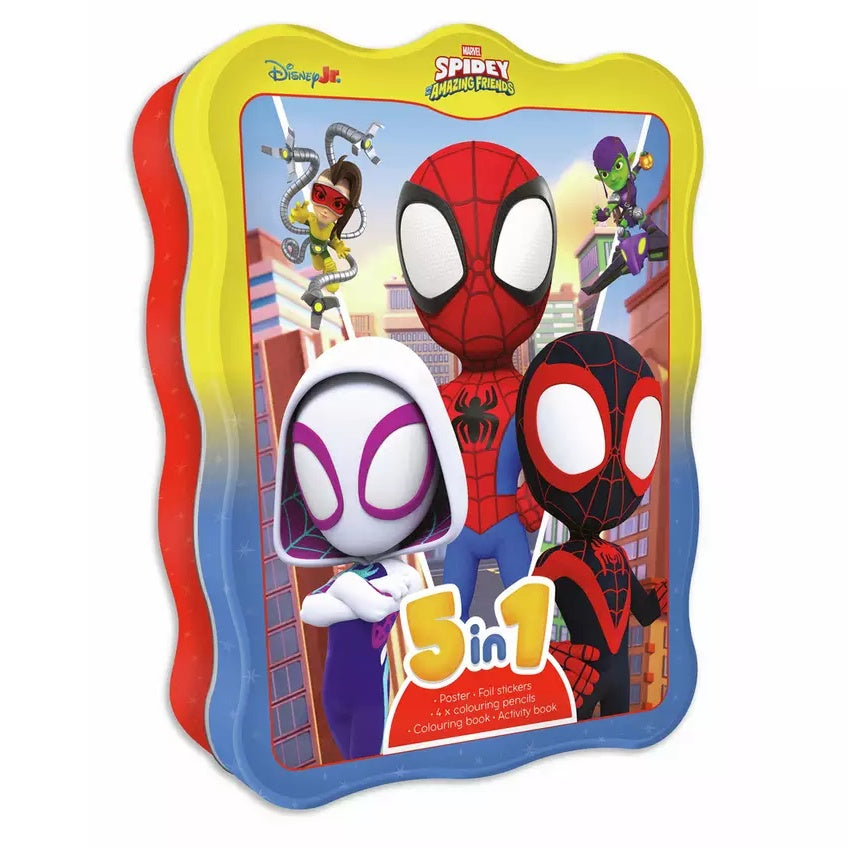 Marvel Spidey 5 In 1 Activity Tin - Anilas UK