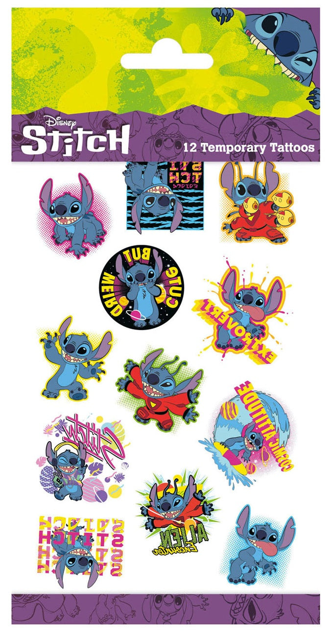 Disney Stitch  Sheet of 12 Temporary Tattoos - Anilas UK