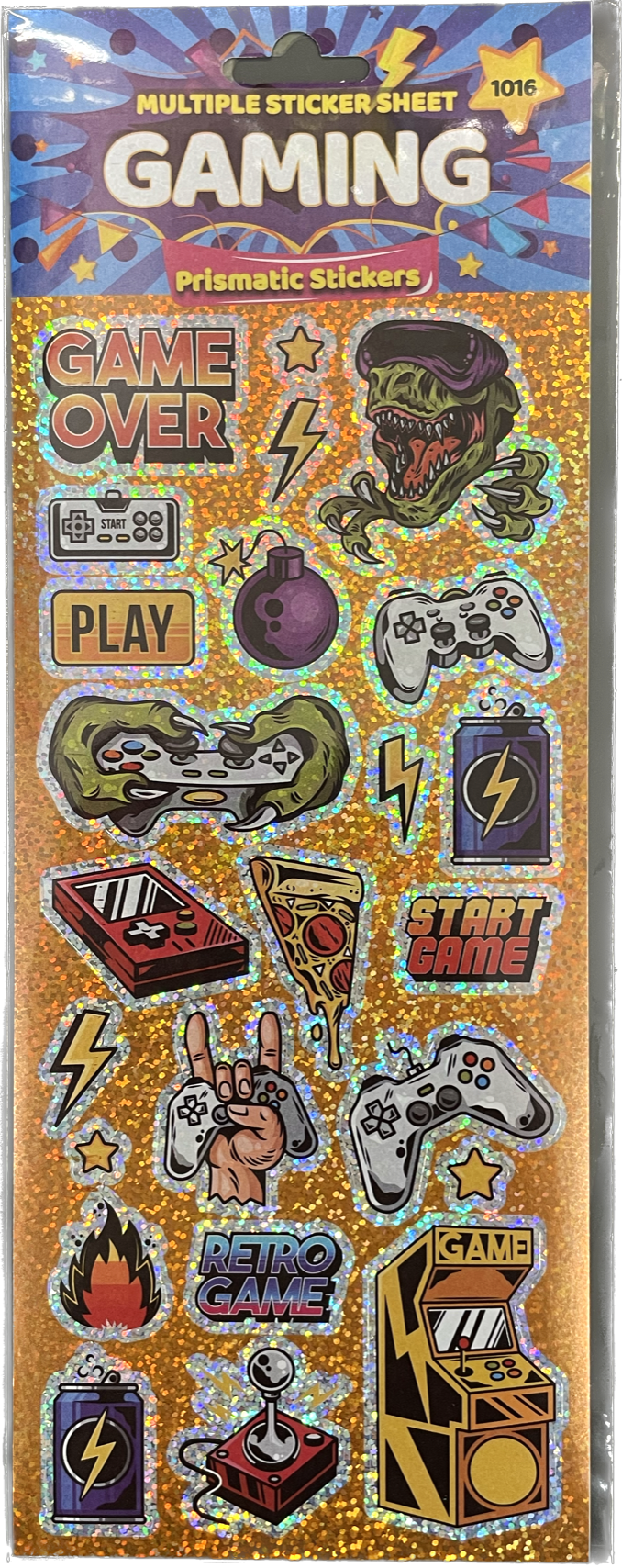 Gaming Themed Prismatic Sticker Sheet - Anilas UK