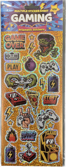 Gaming Themed Prismatic Sticker Sheet - Anilas UK