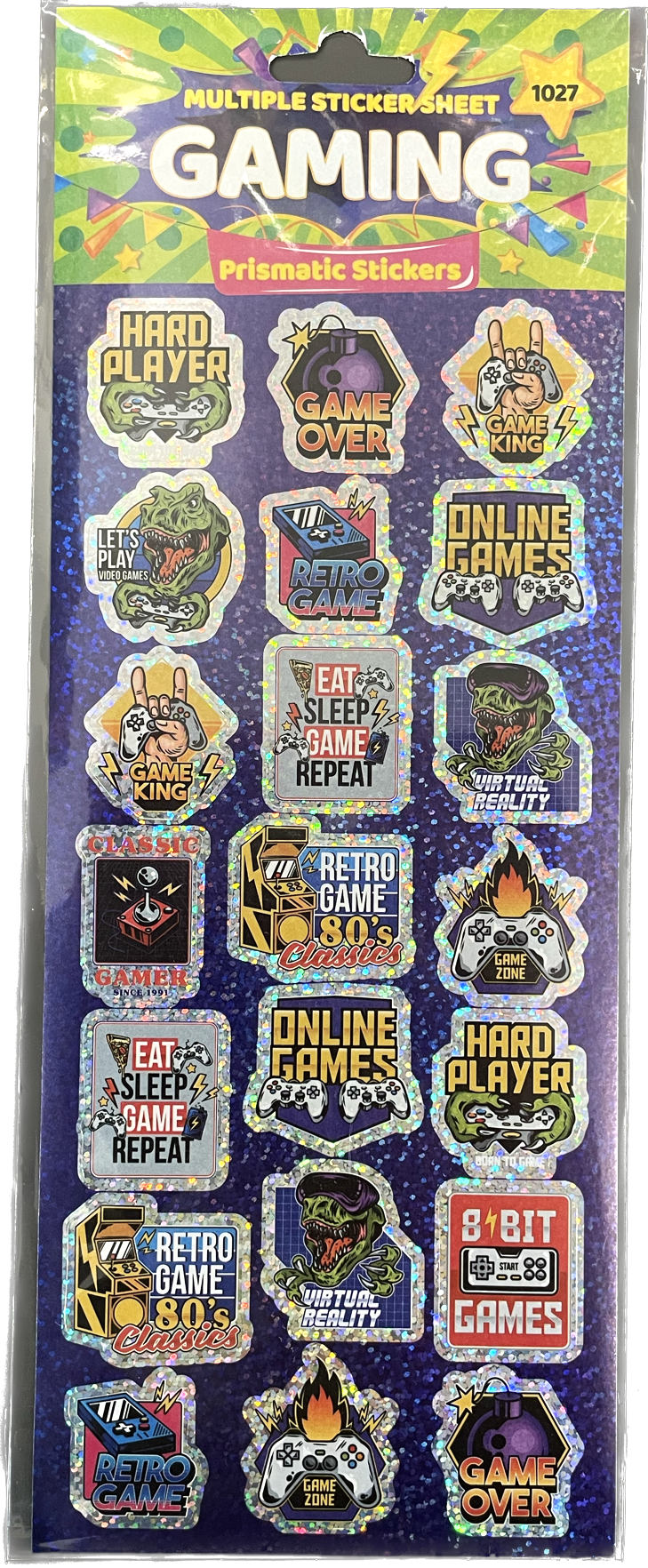 Gaming Themed Prismatic Sticker Sheet - Anilas UK