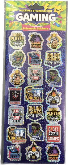 Gaming Themed Prismatic Sticker Sheet - Anilas UK