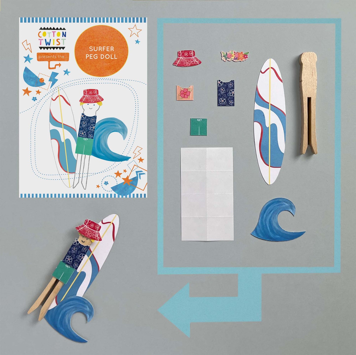 Make Your Own Surfer Peg Doll - Anilas UK