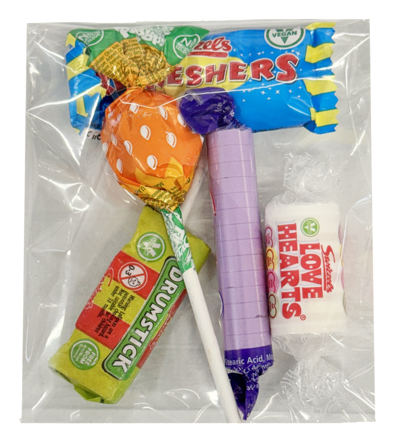Swizzels Variety Mix Retro Sweets, Drumsticks, Refreshers, Love Hearts (5 Sweets)