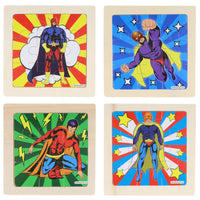 Mini Wooden Superhero Themed Jigsaw Puzzles (Pack of 12) - Anilas UK
