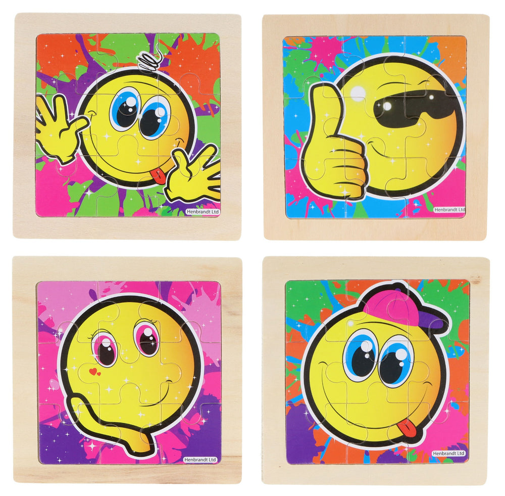 Mini Wooden Smiley Themed Jigsaw Puzzles (Pack of 4) - Anilas UK