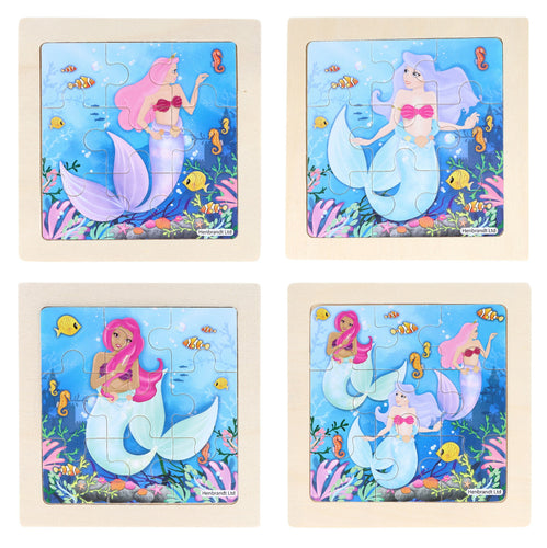 Mini Wooden Mermaids Themed Jigsaw Puzzles (Pack of 12) - Anilas UK