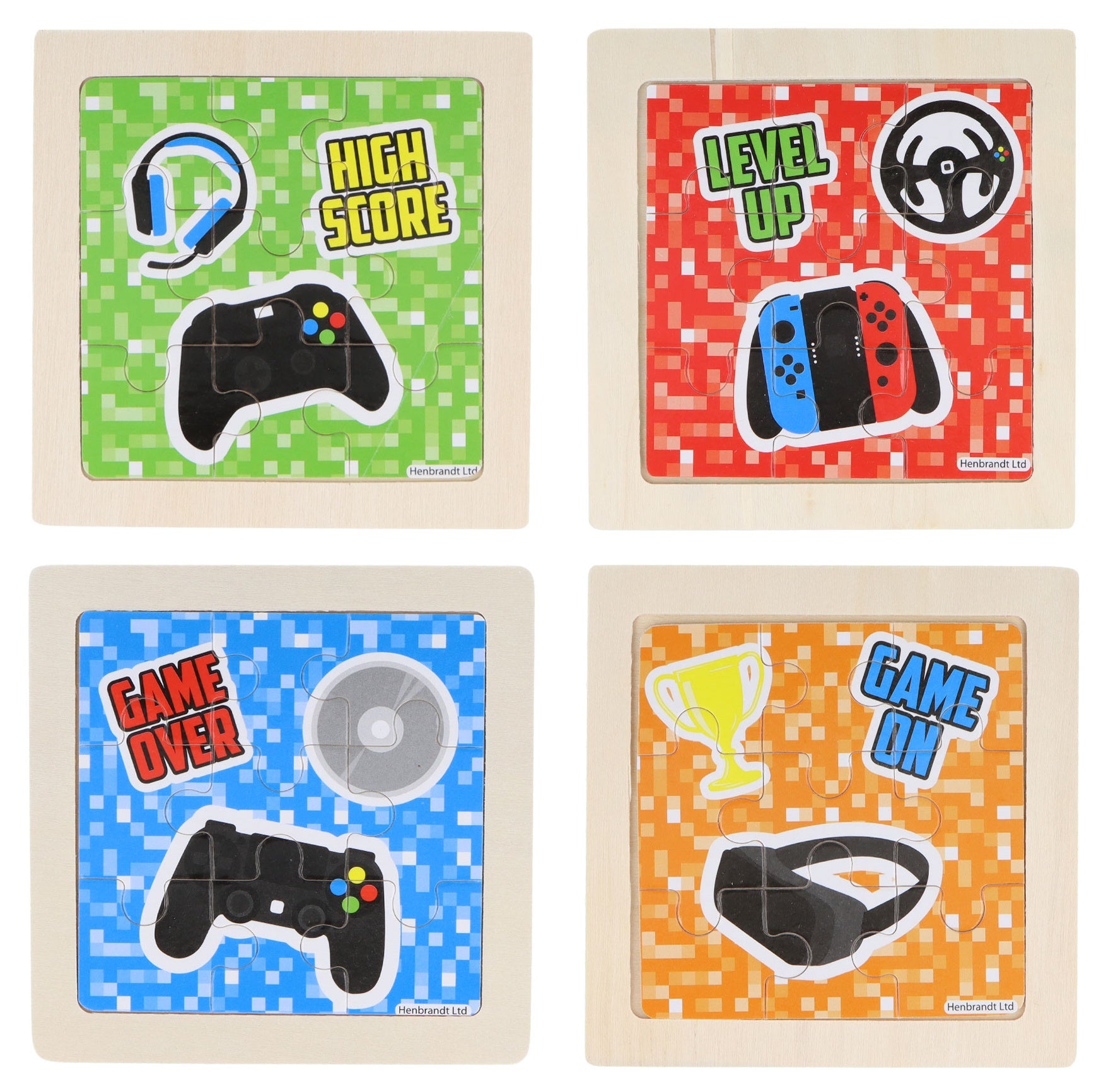 Mini Wooden Gamer Themed Jigsaw Puzzles (Pack of 12) - Anilas UK