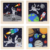 Mini Wooden Space Themed Jigsaw Puzzles (Pack of 4) - Anilas UK