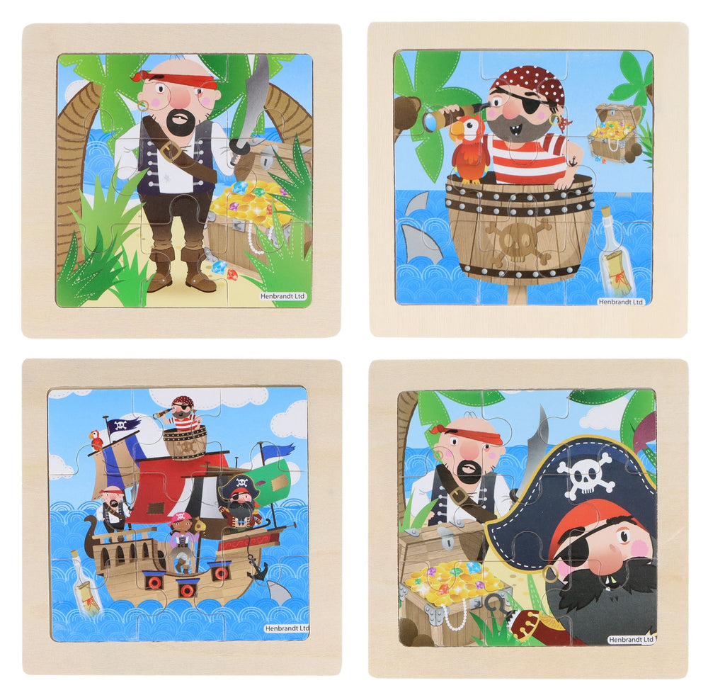 Mini Wooden Pirate Themed Jigsaw Puzzles (Pack of 4) - Anilas UK
