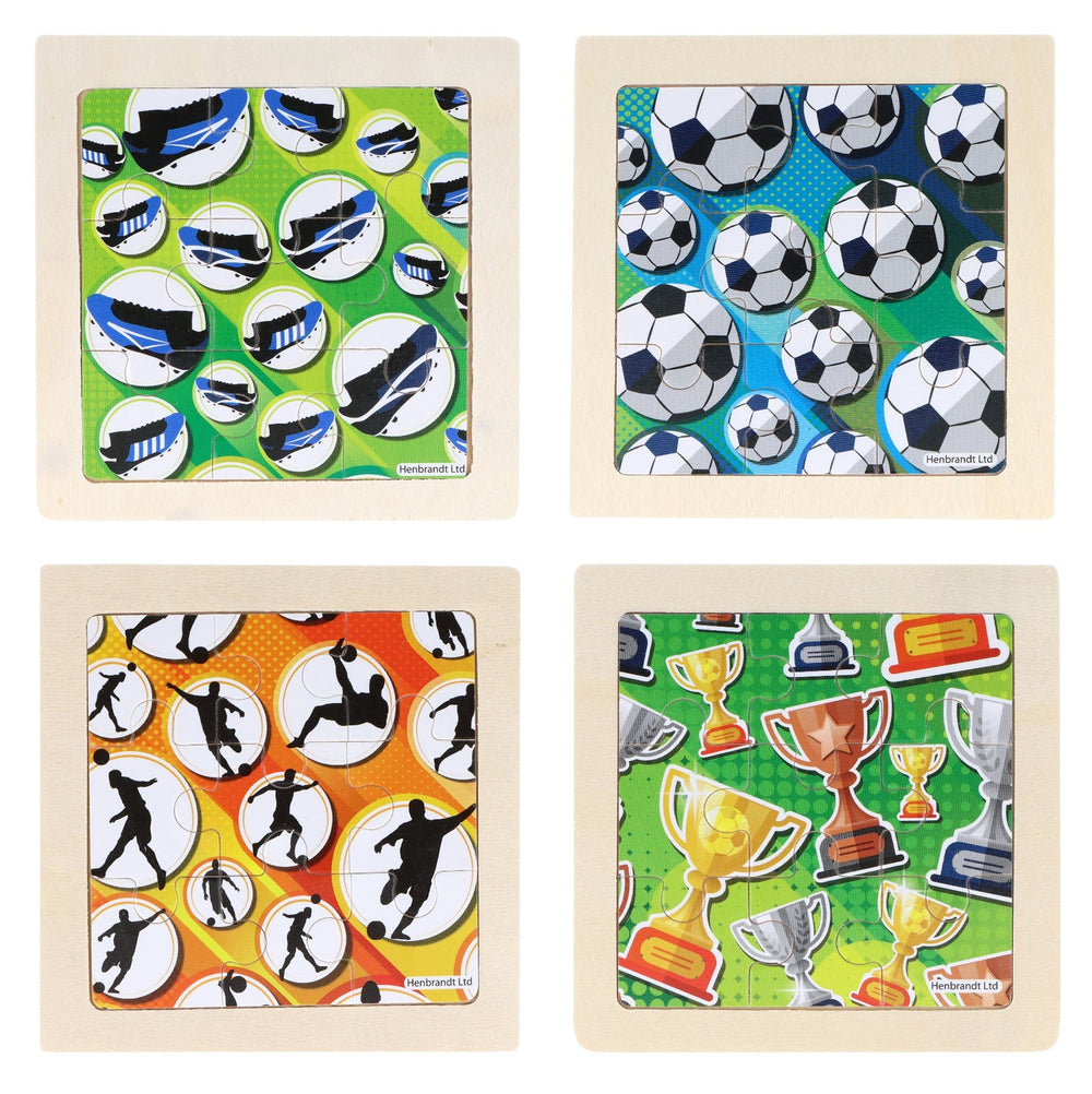 Mini Wooden Football Themed Jigsaw Puzzles (Pack of 12) - Anilas UK