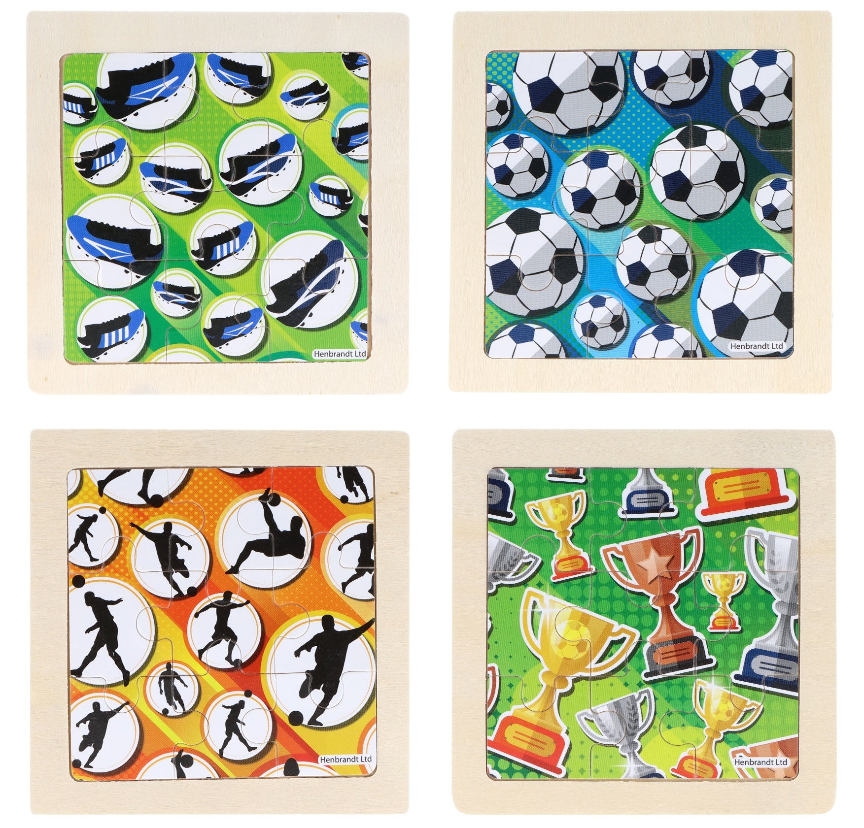 Mini Wooden Football Themed Jigsaw Puzzles (Pack of 12) - Anilas UK