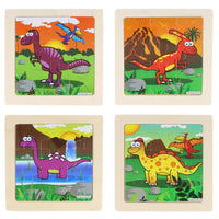 Mini Wooden Dinosaur Themed Jigsaw Puzzles (Pack of 12) - Anilas UK