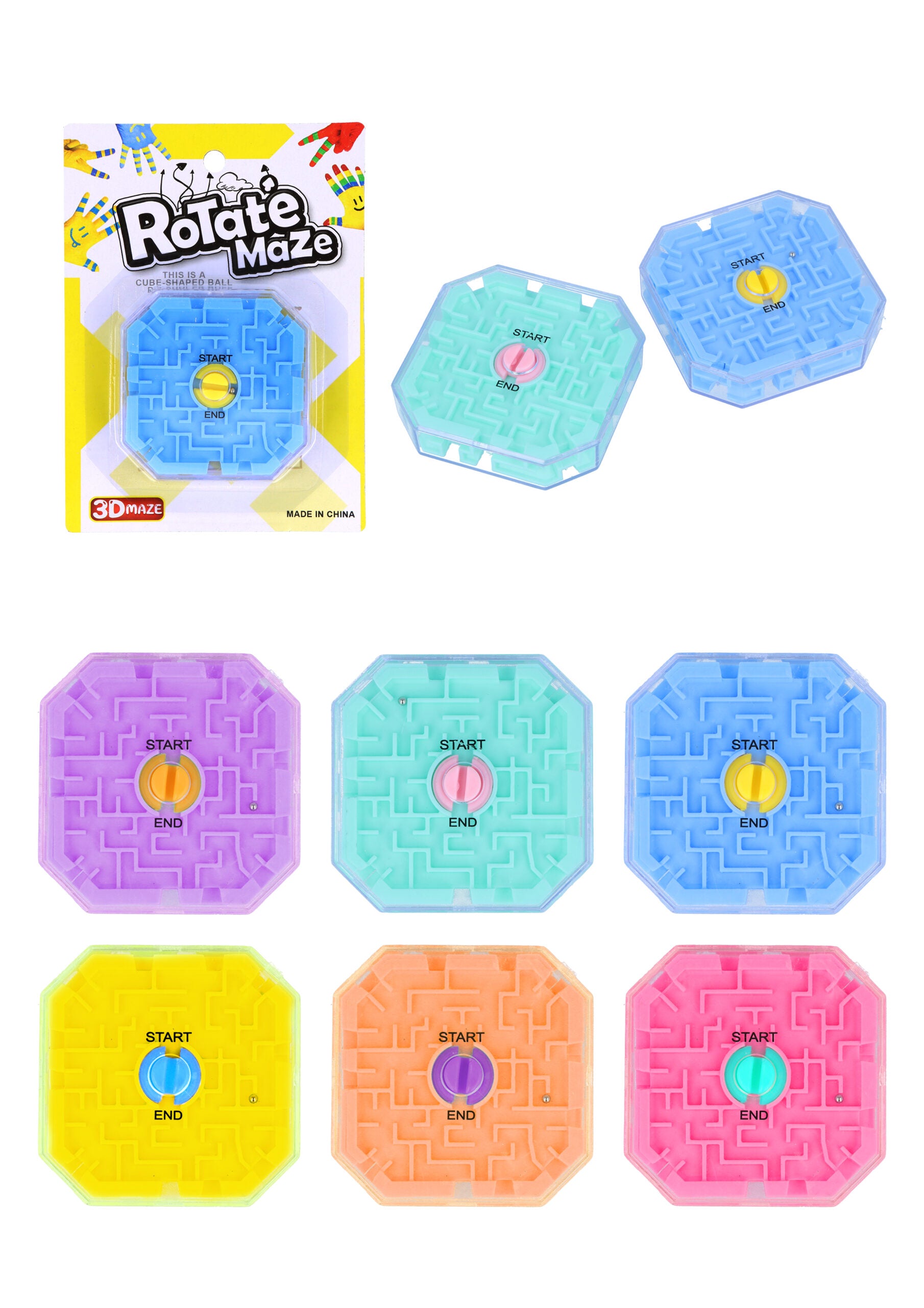 Balance Labyrinth 3D Puzzle Maze Cube (6.8cm) 6 Assorted Colours - Anilas UK